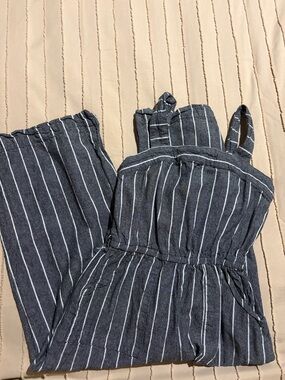 Girls Bebe Dark grey and White Striped Girls One-Piece jumpsuit